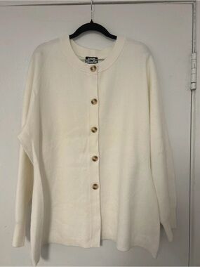 Future Collective Cream Button-Front Women's Sweater